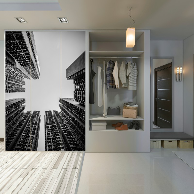 Naklejka na szafę miejska perspektywa wieżowców – Wallissimo® Naklejka na szafę miejska perspektywa wieżowców – Wallissimo®