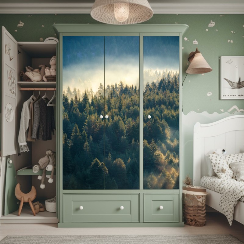 Naklejka na szafę jasny bukiet słoneczników na żółtym tle – Wallissimo®