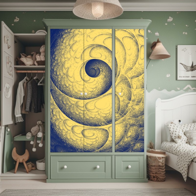 Naklejka na szafę miętowy kwiatowy wzór w stylu vintage – Wallissimo®