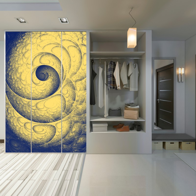 Naklejka na szafę złota spiralna fraktalna kompozycja – Wallissimo® Naklejka na szafę złota spiralna fraktalna kompozycja – Wallissimo®