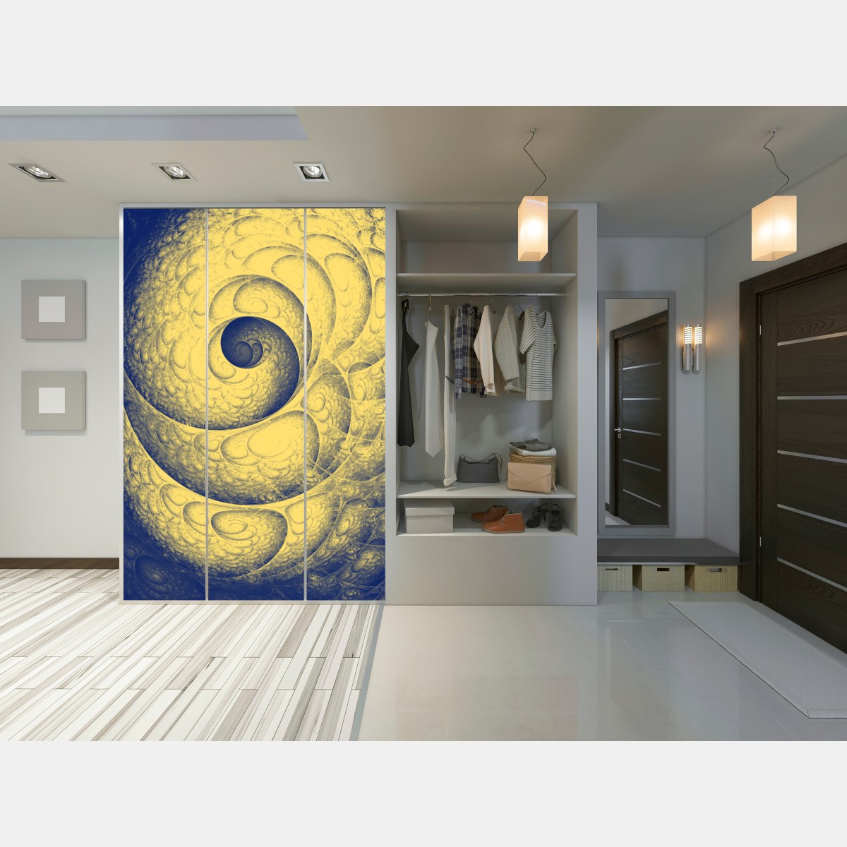 Naklejka na szafę złota spiralna fraktalna kompozycja – Wallissimo® Naklejka na szafę złota spiralna fraktalna kompozycja – Wallissimo®