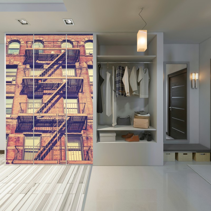 Naklejka na szafę vintage drabiny pożarowe z Nowego Jorku – Wallissimo® Naklejka na szafę vintage drabiny pożarowe z Nowego Jorku – Wallissimo®