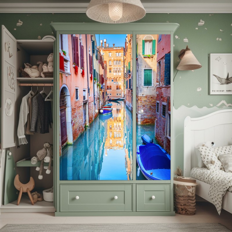 Naklejka na szafę vintage tropikalny wzór z liśćmi – Wallissimo®