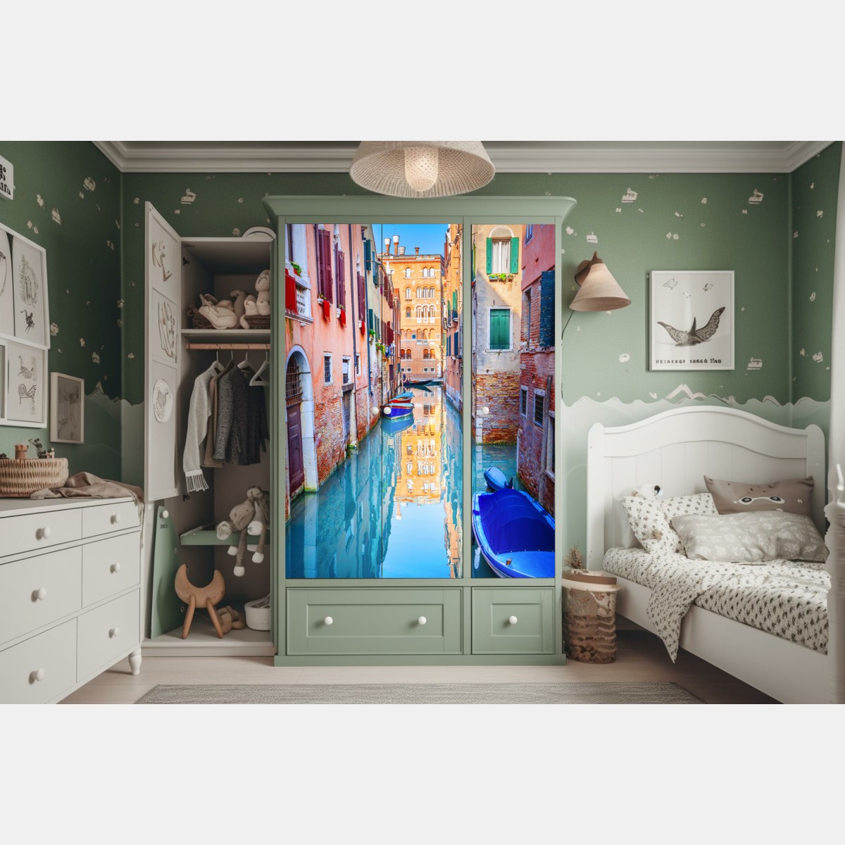 Naklejka na szafę Wenecja kanał i odbicia – Wallissimo® Naklejka na szafę Wenecja kanał i odbicia – Wallissimo®
