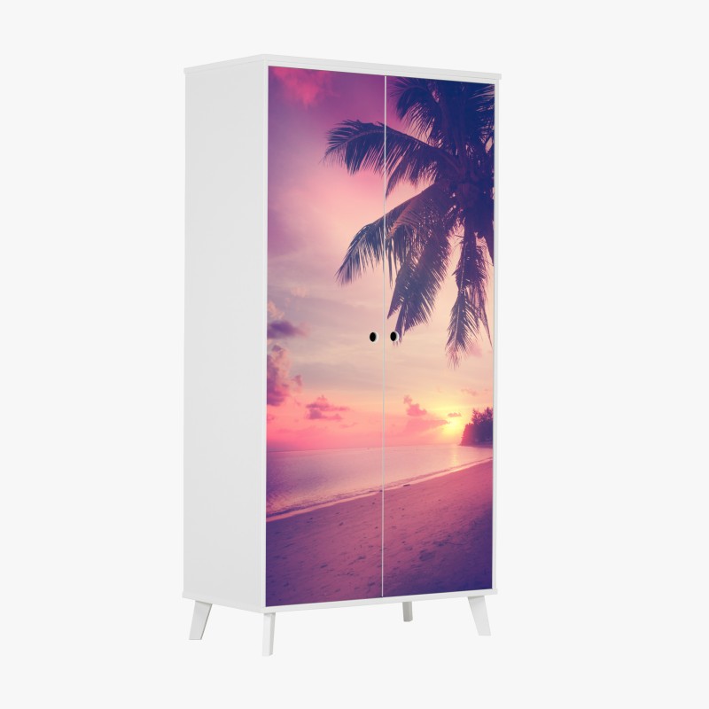 Naklejka na szafę tropikalny wzór kwiatowy z hibiskusem i plumerią – Wallissimo®