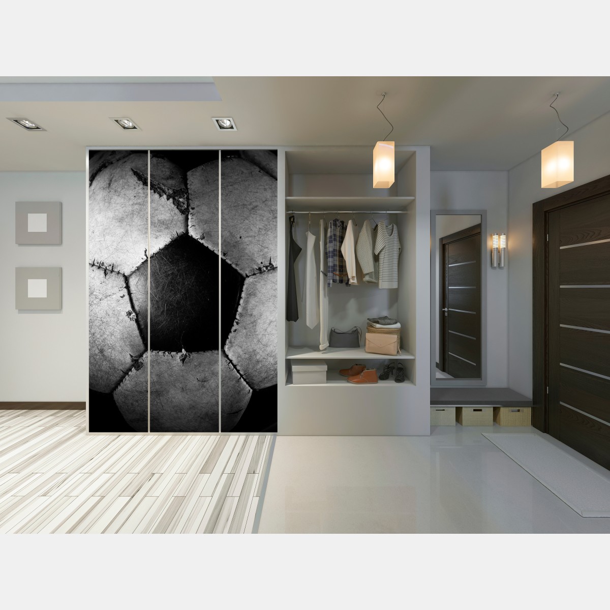 Naklejka na szafę zniszczona piłka nożna - zbliżenie – Wallissimo® Naklejka na szafę zniszczona piłka nożna - zbliżenie – Wallissimo®