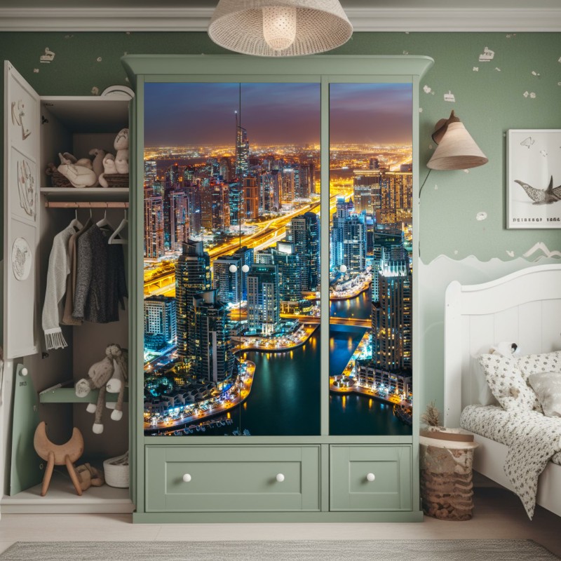 Naklejka na szafę Tadź Mahal odbicie w porannym świetle – Wallissimo®