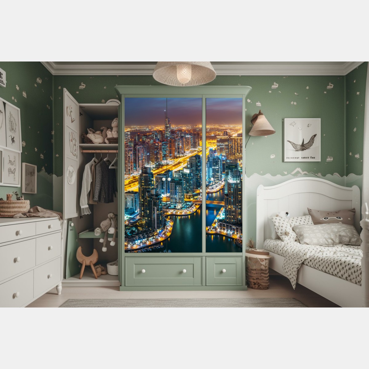 Naklejka na szafę nocna panorama Dubai Marina – Wallissimo® Naklejka na szafę nocna panorama Dubai Marina – Wallissimo®