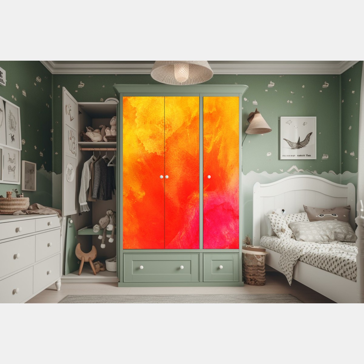 Naklejka na szafę żywy pomarańczowy gradient abstrakcyjny – Wallissimo® Naklejka na szafę żywy pomarańczowy gradient abstrakcyjny – Wallissimo®