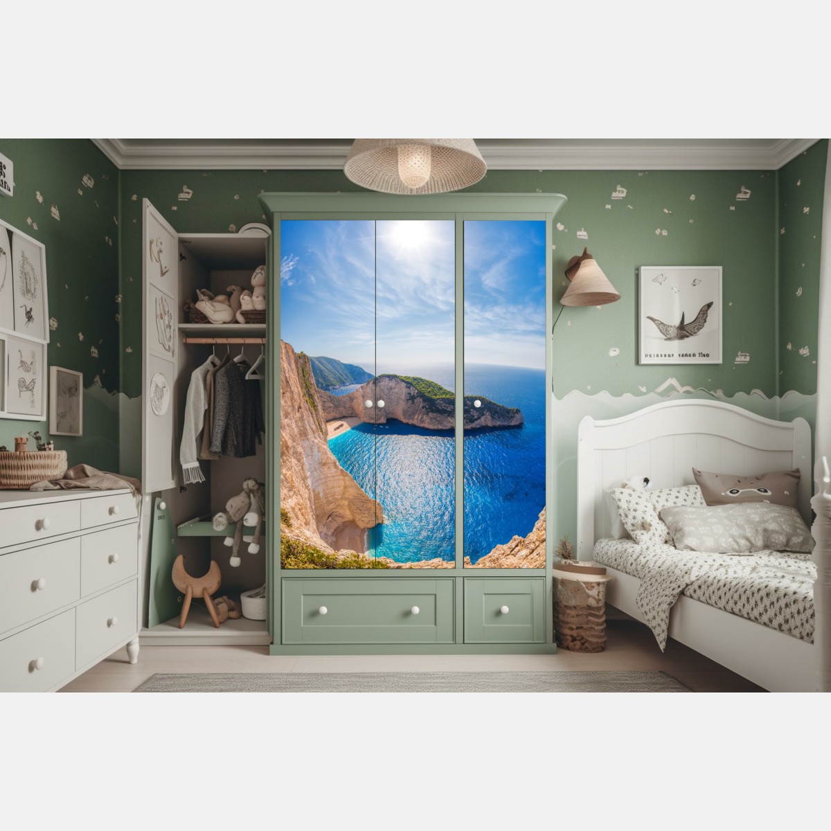 Naklejka na szafę słoneczne klify na plaży Navagio, Zakynthos – Wallissimo® Naklejka na szafę słoneczne klify na plaży Navagio, Zakynthos – Wallissimo®