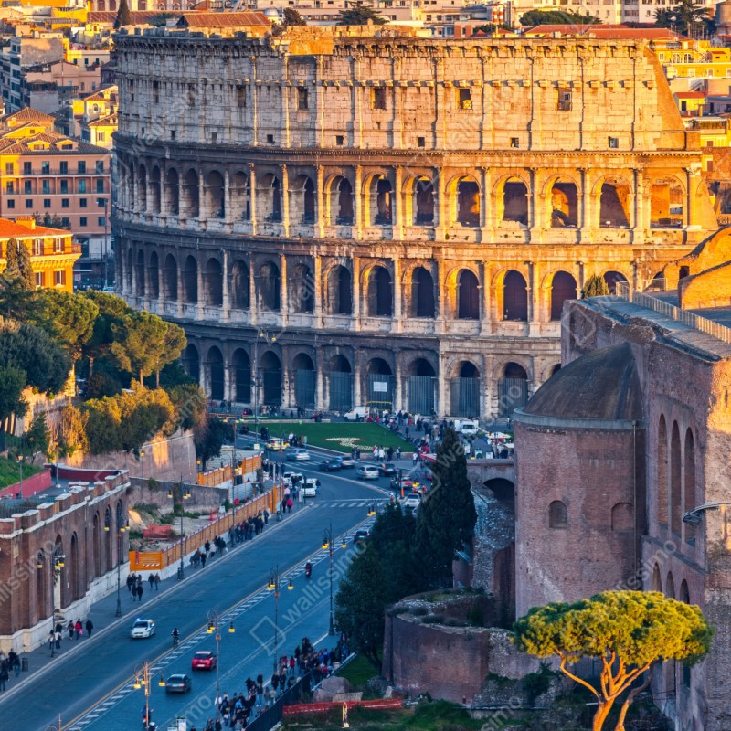 Naklejka na szafę złote koloseum o zachodzie słońca, Rzym – Wallissimo® Naklejka na szafę złote koloseum o zachodzie słońca, Rzym – Wallissimo®