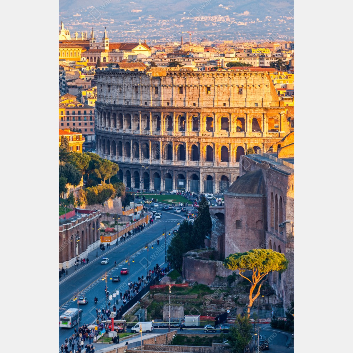 Naklejka na szafę złote koloseum o zachodzie słońca, Rzym – Wallissimo® Naklejka na szafę złote koloseum o zachodzie słońca, Rzym – Wallissimo®