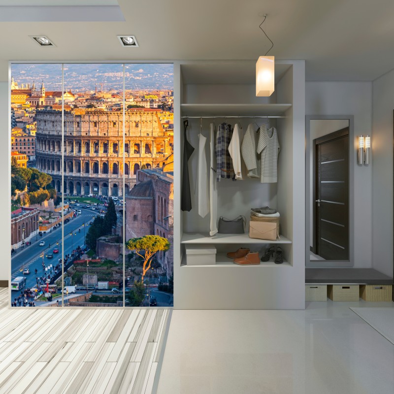 Naklejka na szafę złote koloseum o zachodzie słońca, Rzym – Wallissimo® Naklejka na szafę złote koloseum o zachodzie słońca, Rzym – Wallissimo®