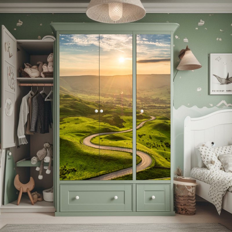 Naklejka na szafę złote Wat Arun o zmierzchu – Wallissimo®