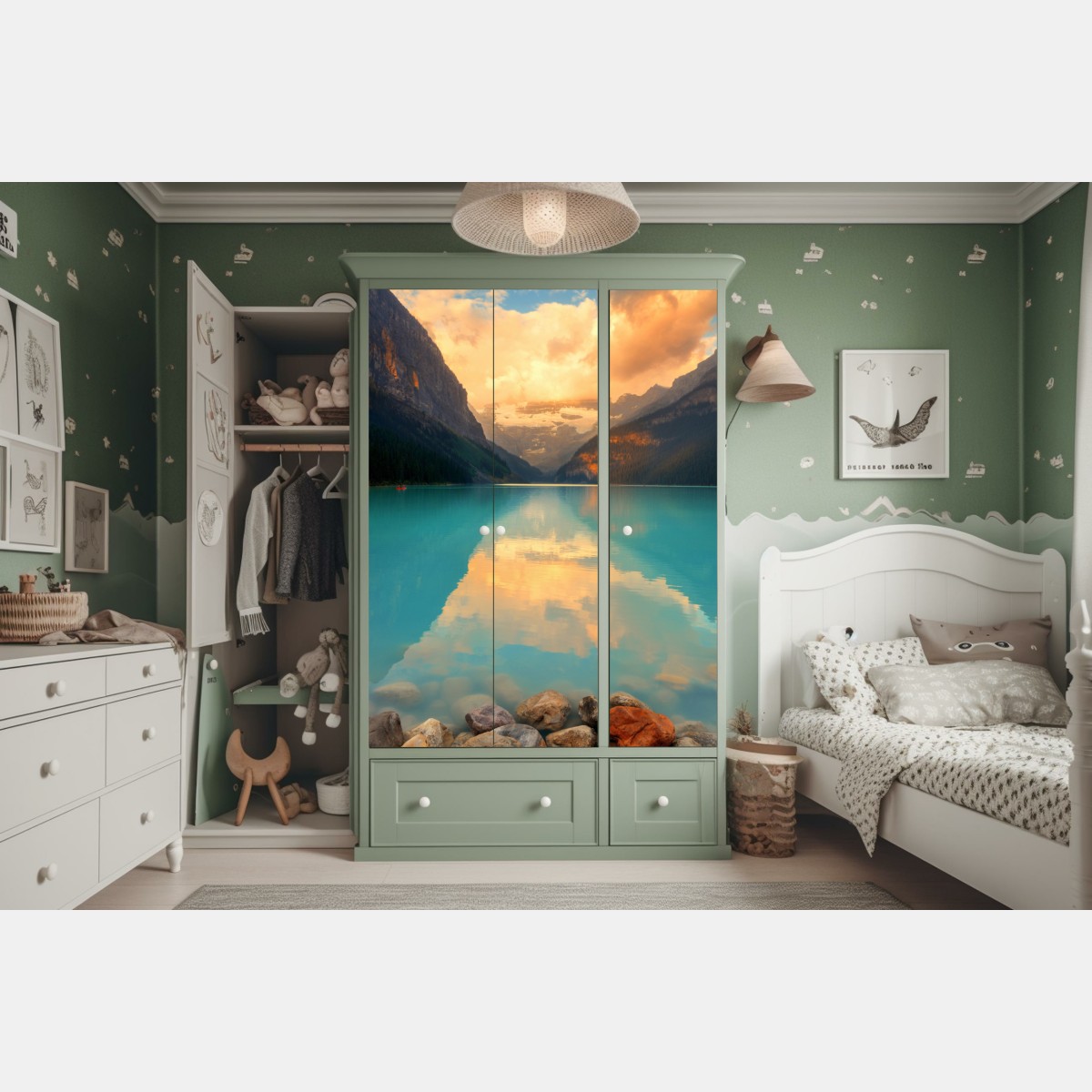 Naklejka na szafę wschód słońca nad Lake Louise, Banff – Wallissimo® Naklejka na szafę wschód słońca nad Lake Louise, Banff – Wallissimo®