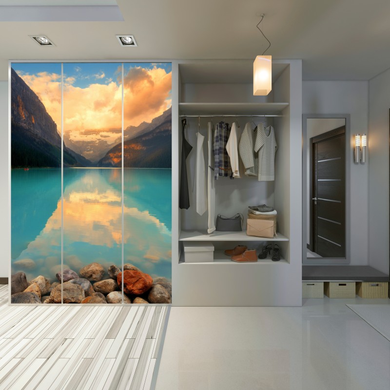 Naklejka na szafę wschód słońca nad Lake Louise, Banff – Wallissimo® Naklejka na szafę wschód słońca nad Lake Louise, Banff – Wallissimo®