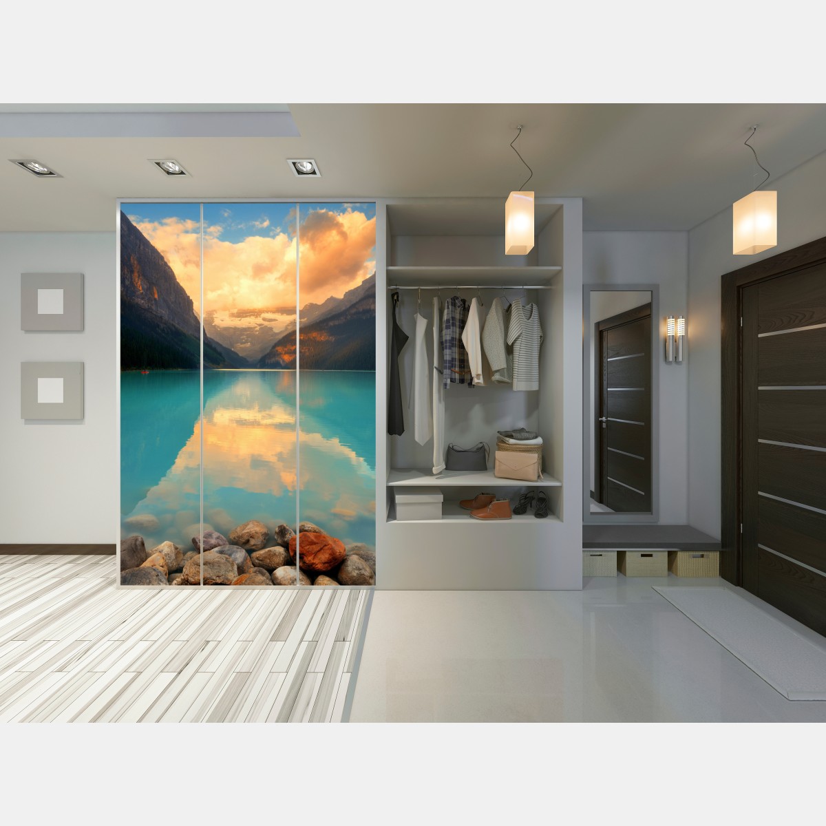 Naklejka na szafę wschód słońca nad Lake Louise, Banff – Wallissimo® Naklejka na szafę wschód słońca nad Lake Louise, Banff – Wallissimo®