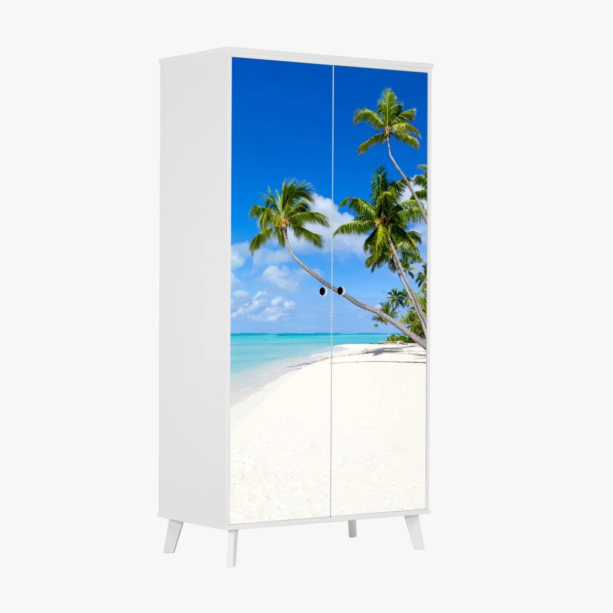 Naklejka na szafę tropikalna plaża z palmami – Wallissimo® Naklejka na szafę tropikalna plaża z palmami – Wallissimo®