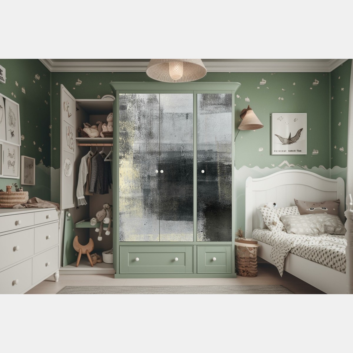 Naklejka na szafę subtelna monochromatyczna faktura – Wallissimo® Naklejka na szafę subtelna monochromatyczna faktura – Wallissimo®