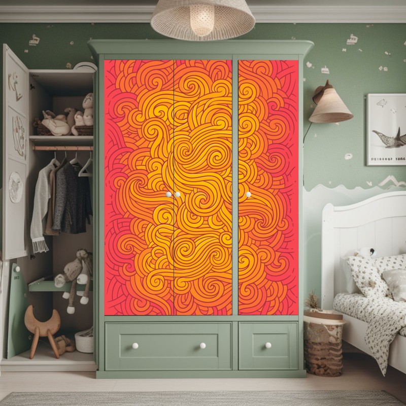 Naklejka na szafę niebieski kwiatowy wzór toile – Wallissimo®