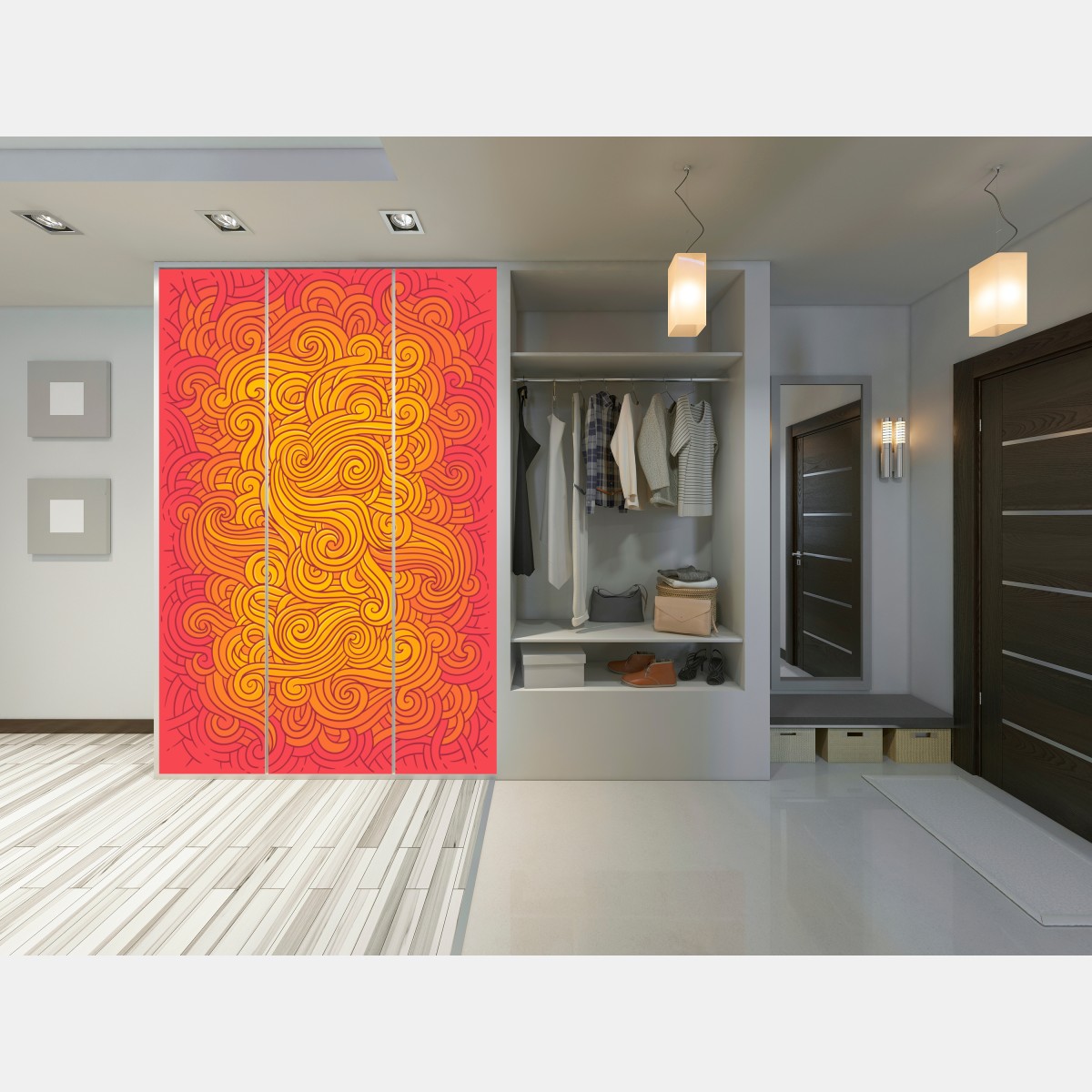 Naklejka na szafę ciepły wirujący abstrakcyjny wzór – Wallissimo® Naklejka na szafę ciepły wirujący abstrakcyjny wzór – Wallissimo®