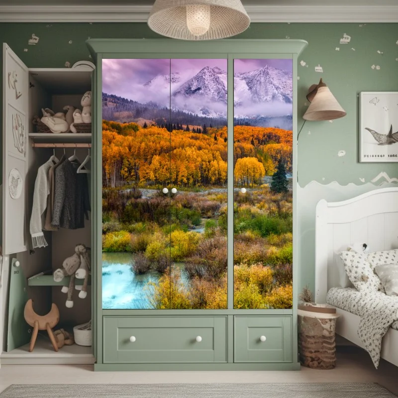 Naklejka na szafę nowoczesna niebieska panorama miejska – Wallissimo®