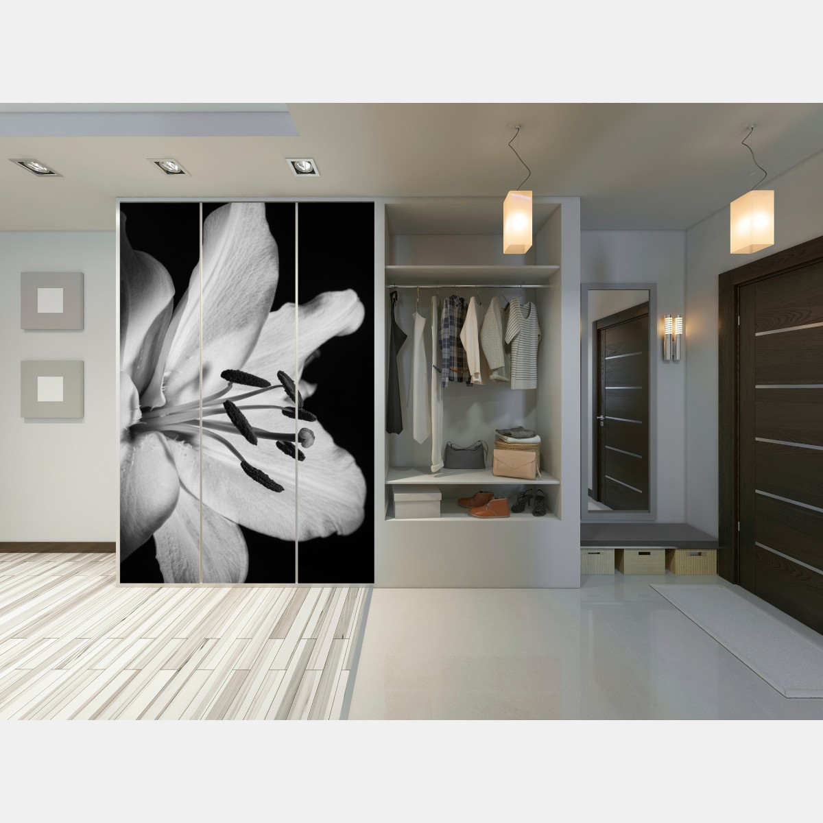 Naklejka na szafę monochromatyczna lilia zbliżenie – Wallissimo® Naklejka na szafę monochromatyczna lilia zbliżenie – Wallissimo®