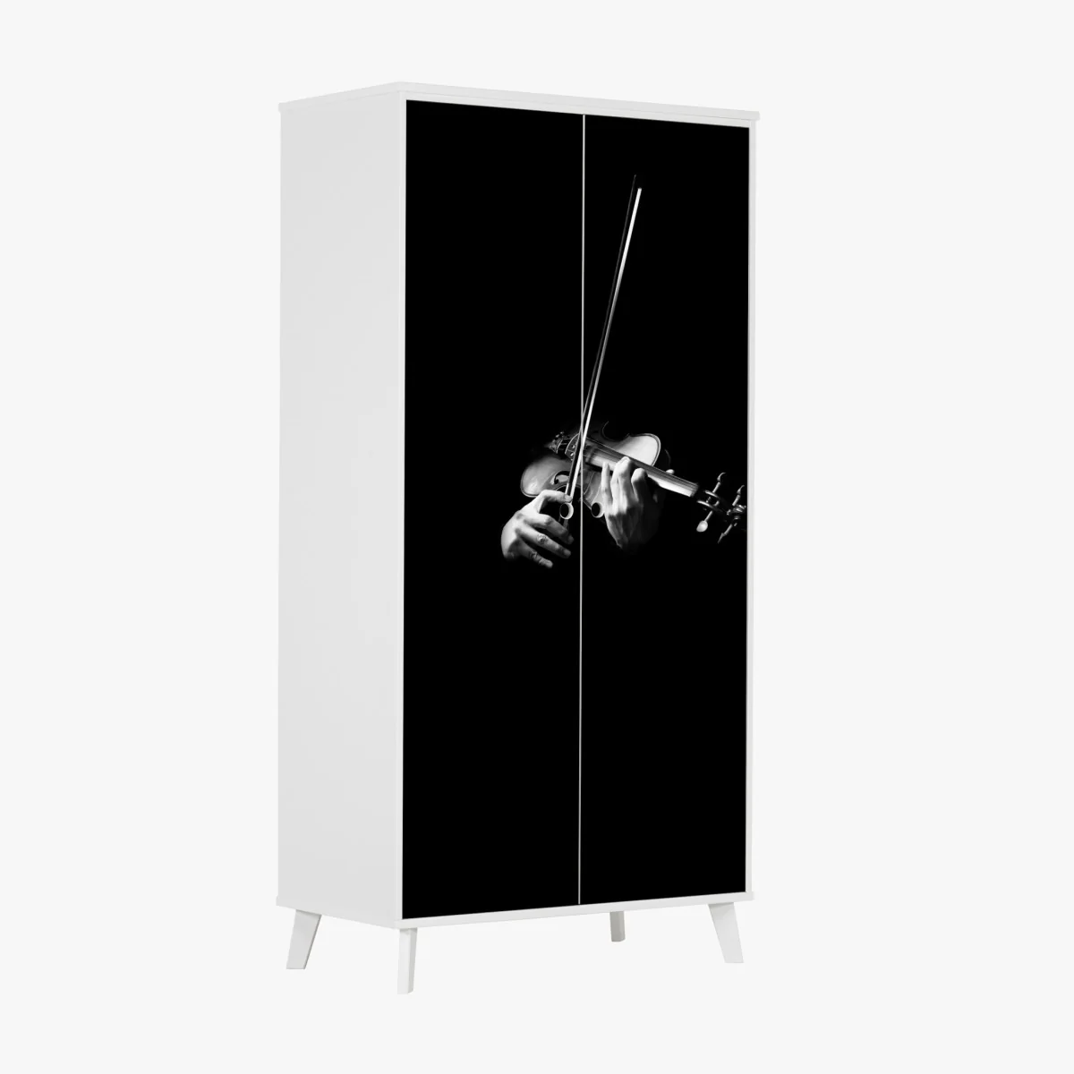 Naklejka na szafę skrzypce w monochromie – Wallissimo® Naklejka na szafę skrzypce w monochromie – Wallissimo®