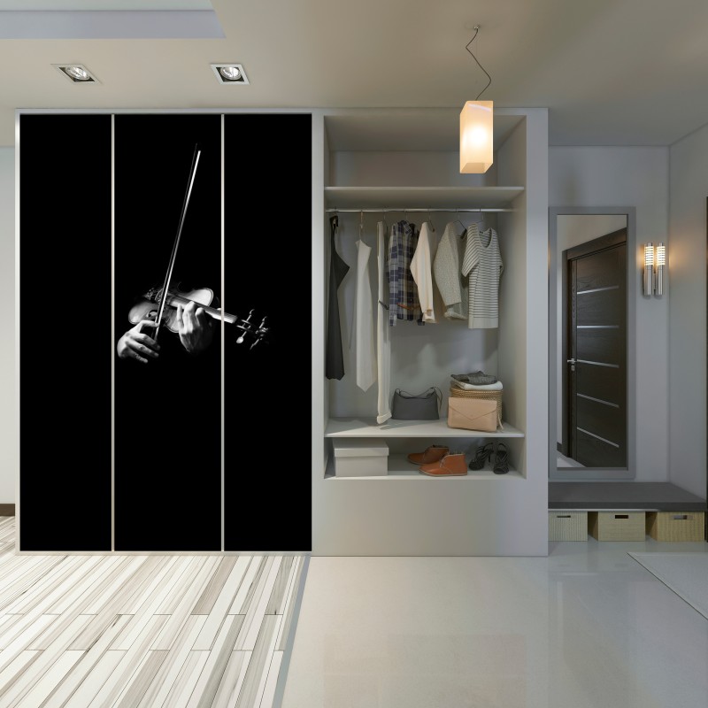 Naklejka na szafę skrzypce w monochromie – Wallissimo® Naklejka na szafę skrzypce w monochromie – Wallissimo®