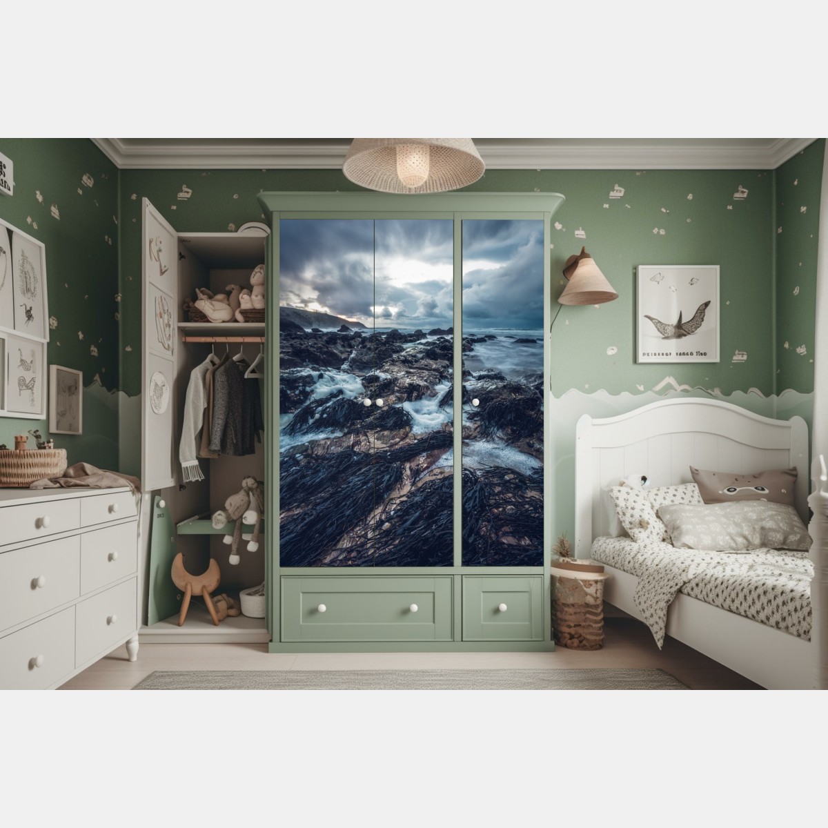 Naklejka na szafę nastrojowe skaliste wybrzeże o zmierzchu – Wallissimo® Naklejka na szafę nastrojowe skaliste wybrzeże o zmierzchu – Wallissimo®