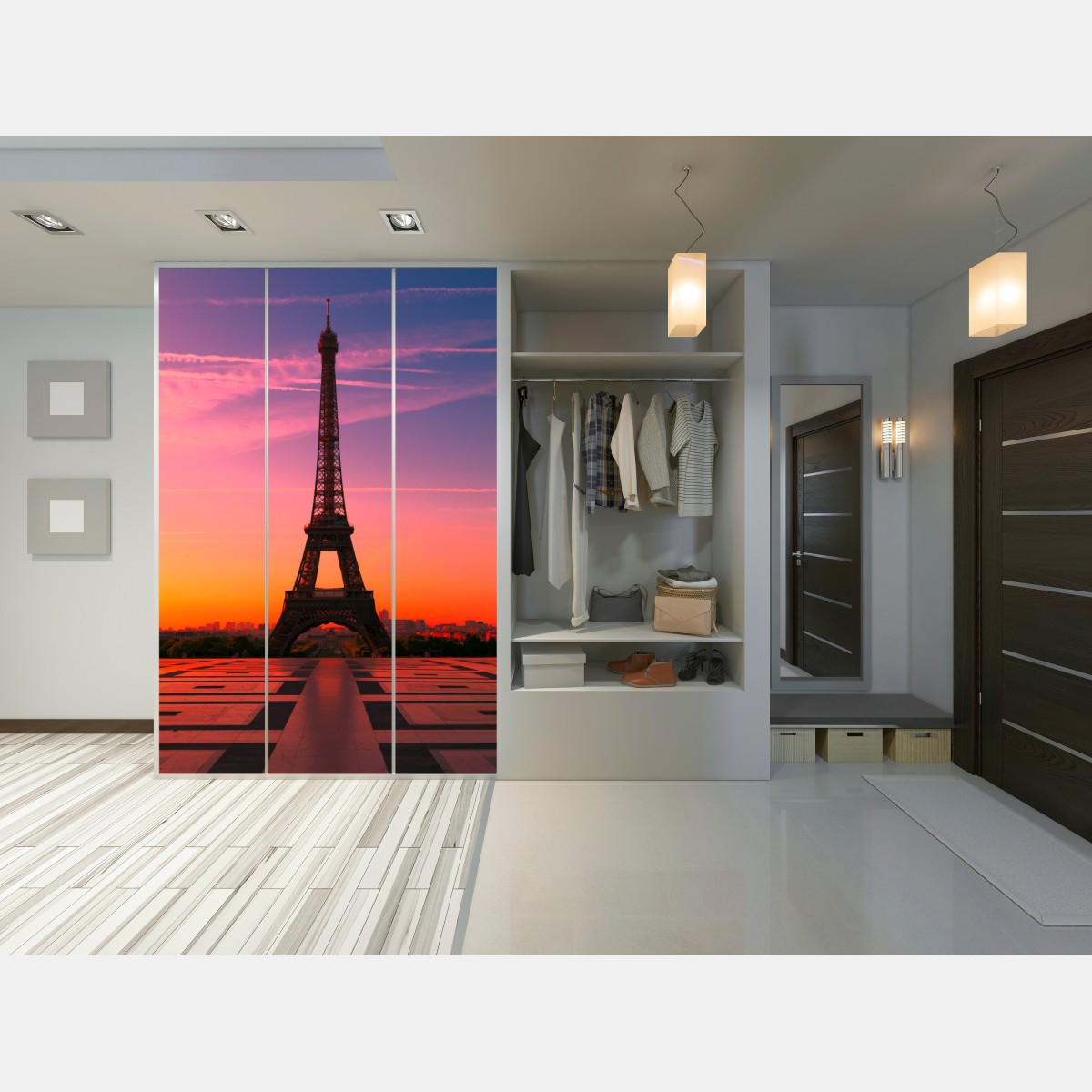Naklejka na szafę świt nad Wieżą Eiffla – Wallissimo® Naklejka na szafę świt nad Wieżą Eiffla – Wallissimo®
