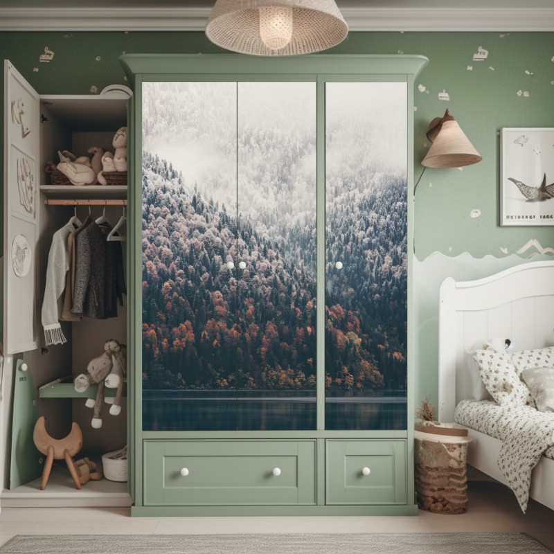 Naklejka na szafę abstrakcyjna stalowa konstrukcja mostu w perspektywie – Wallissimo®