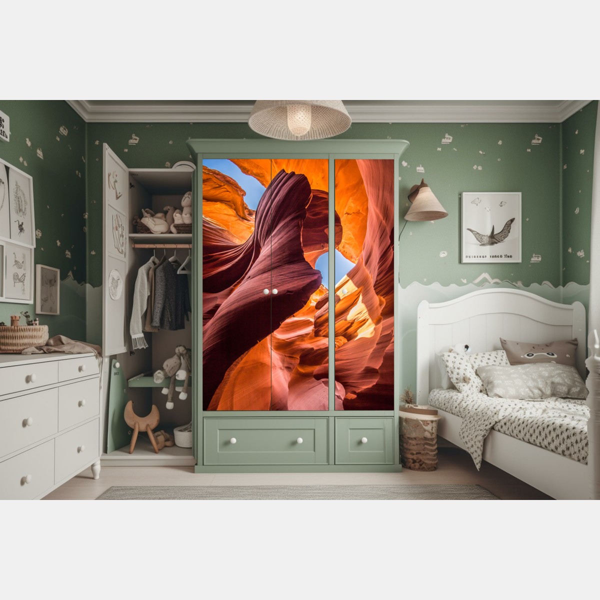 Naklejka na szafę słoneczny wąwóz z formacjami skalnymi – Wallissimo® Naklejka na szafę słoneczny wąwóz z formacjami skalnymi – Wallissimo®