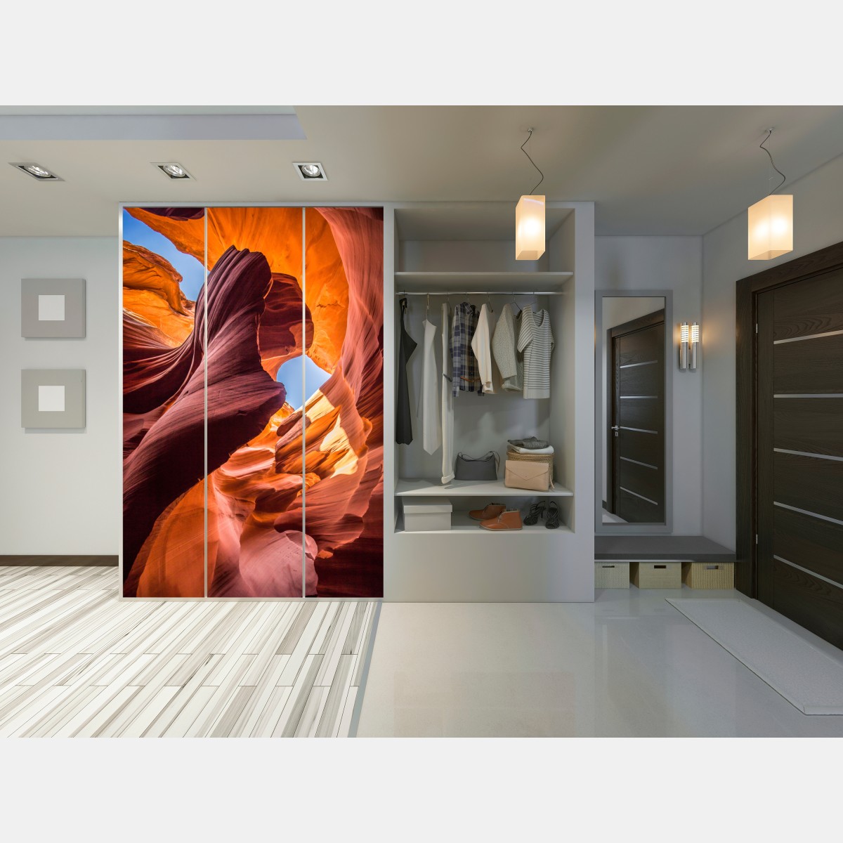 Naklejka na szafę słoneczny wąwóz z formacjami skalnymi – Wallissimo® Naklejka na szafę słoneczny wąwóz z formacjami skalnymi – Wallissimo®