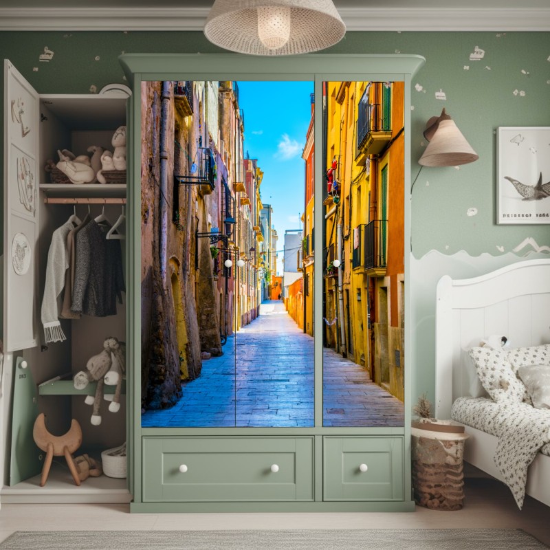 Naklejka na szafę leśny strumień porośnięty mchem – Wallissimo®