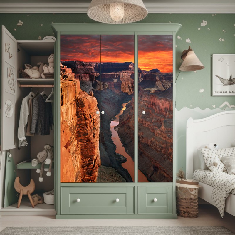 Naklejka na szafę tropikalny wzór z liśćmi monstery – Wallissimo®