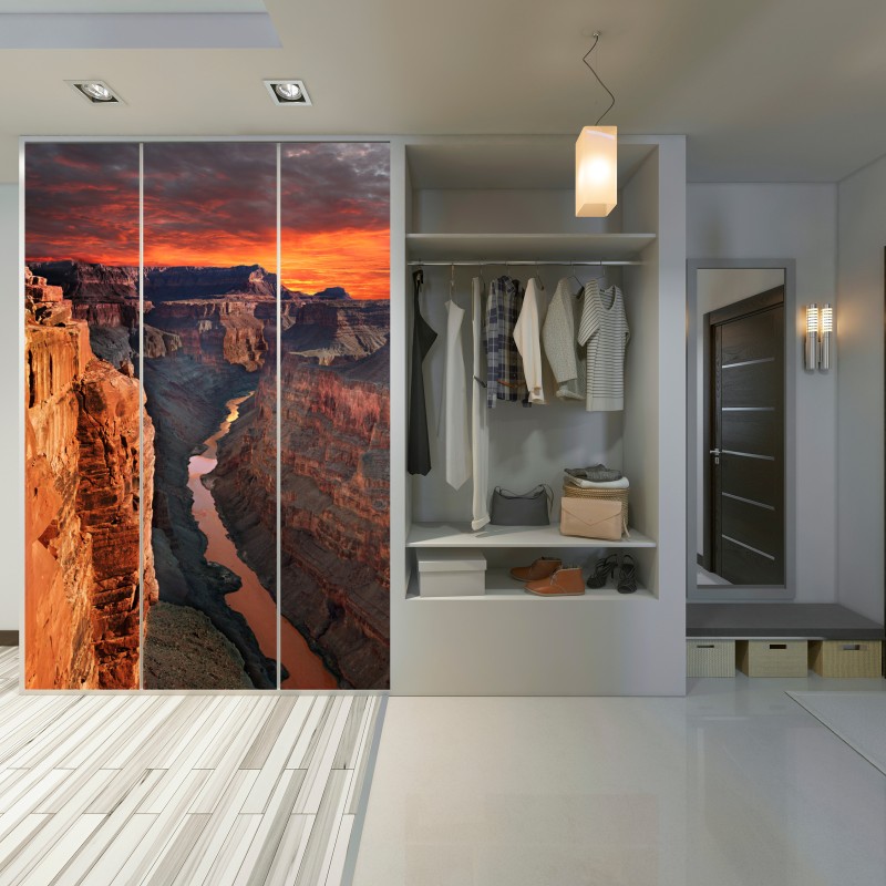 Naklejka na szafę Wielki Kanion panorama zachodu słońca – Wallissimo® Naklejka na szafę Wielki Kanion panorama zachodu słońca – Wallissimo®