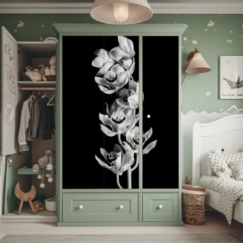 Naklejka na szafę turkusowy wzór fal ze złotymi liniami – Wallissimo®