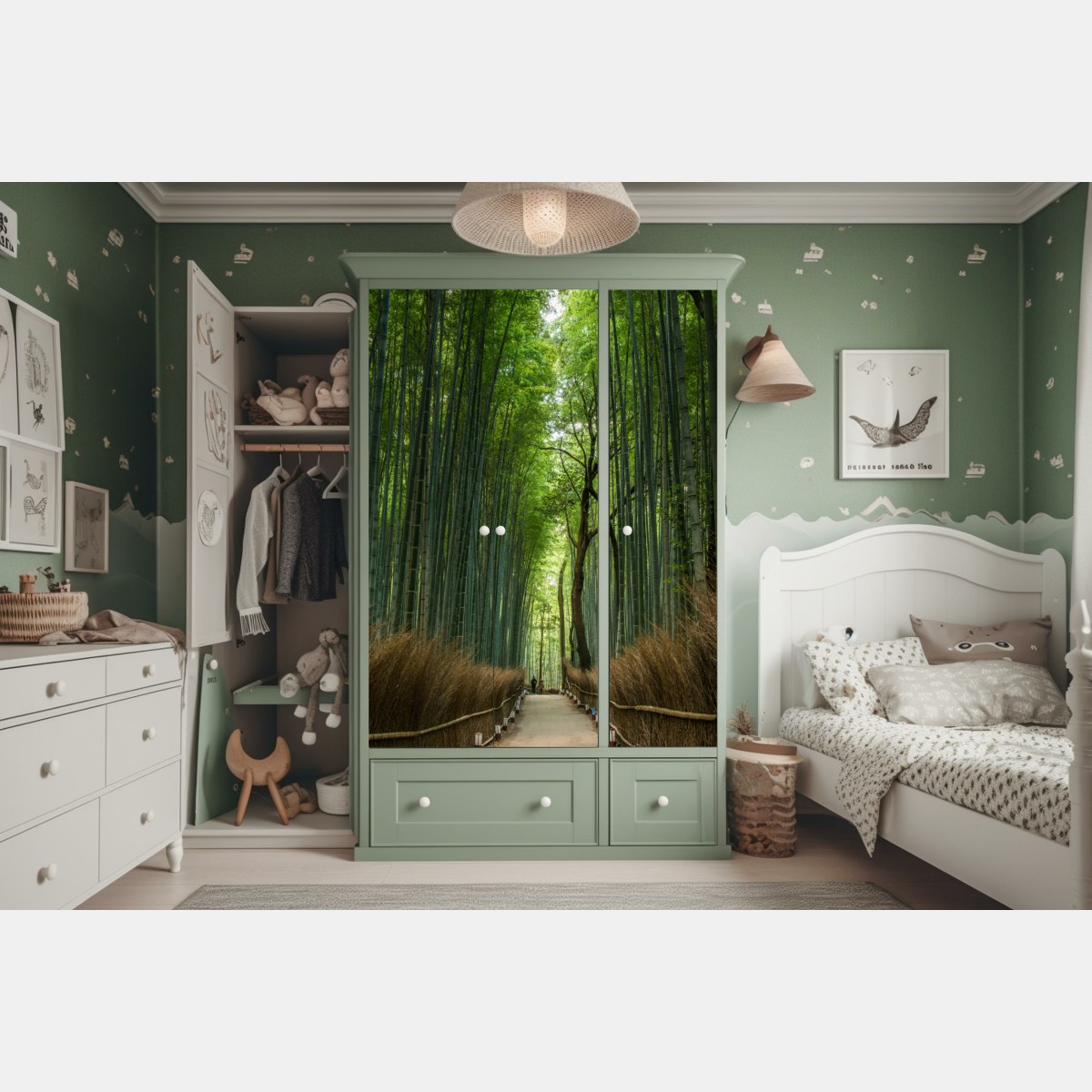 Naklejka na szafę spokojna alejka w bambusowym gaju – Wallissimo® Naklejka na szafę spokojna alejka w bambusowym gaju – Wallissimo®