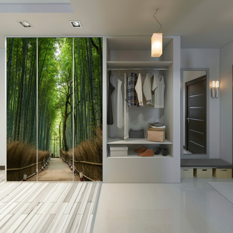 Naklejka na szafę spokojna alejka w bambusowym gaju – Wallissimo® Naklejka na szafę spokojna alejka w bambusowym gaju – Wallissimo®