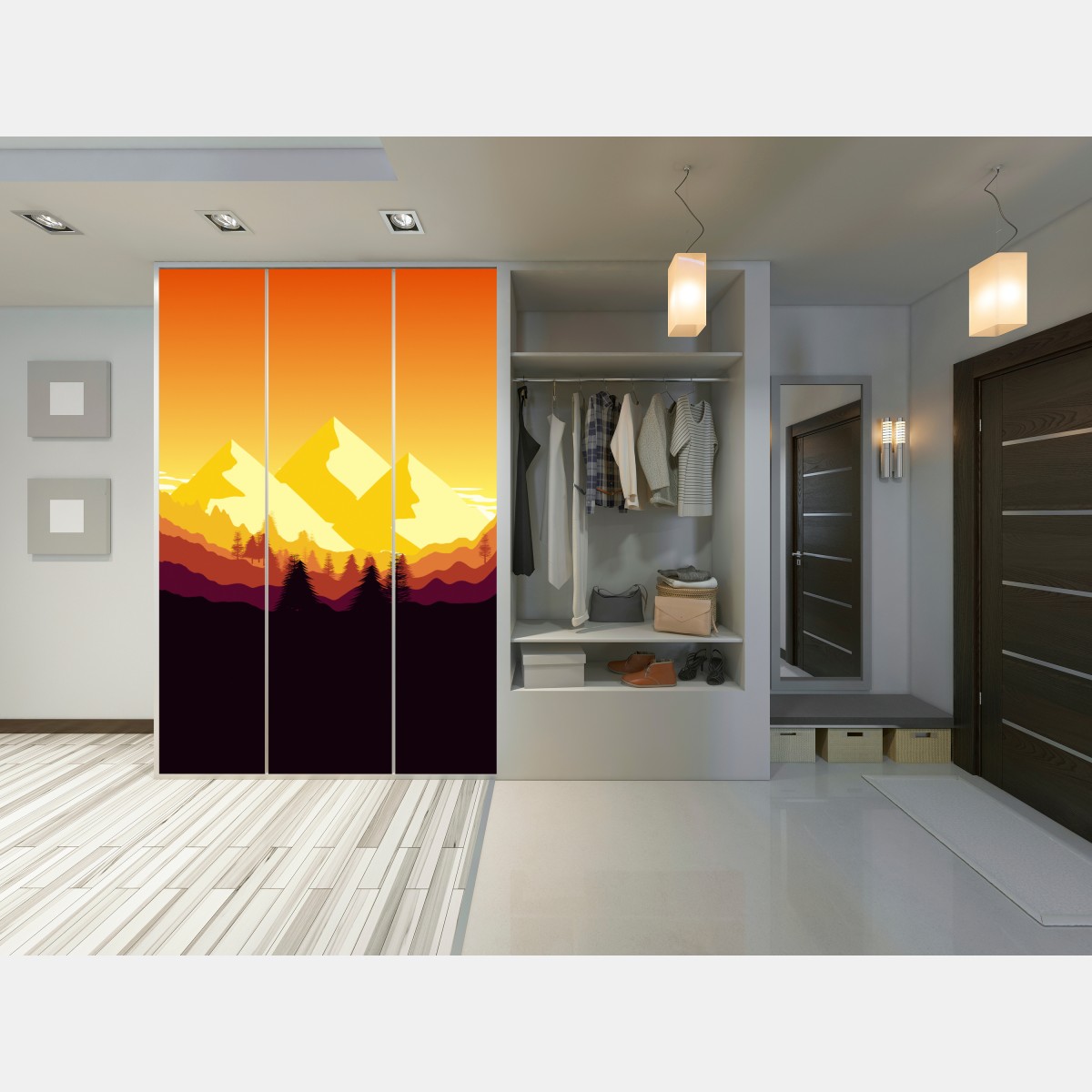 Naklejka na szafę złoty zachód słońca nad górami – Wallissimo® Naklejka na szafę złoty zachód słońca nad górami – Wallissimo®