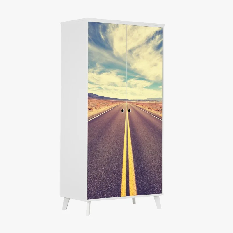 Naklejka na szafę vintageowa droga przez pustynię, Dolina Śmierci