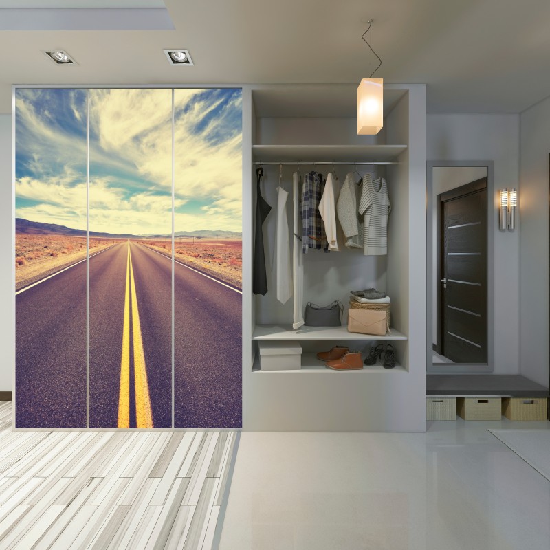 Naklejka na szafę vintageowa droga przez pustynię, Dolina Śmierci – Wallissimo® Naklejka na szafę vintageowa droga przez pustynię, Dolina Śmierci – Wallissimo®