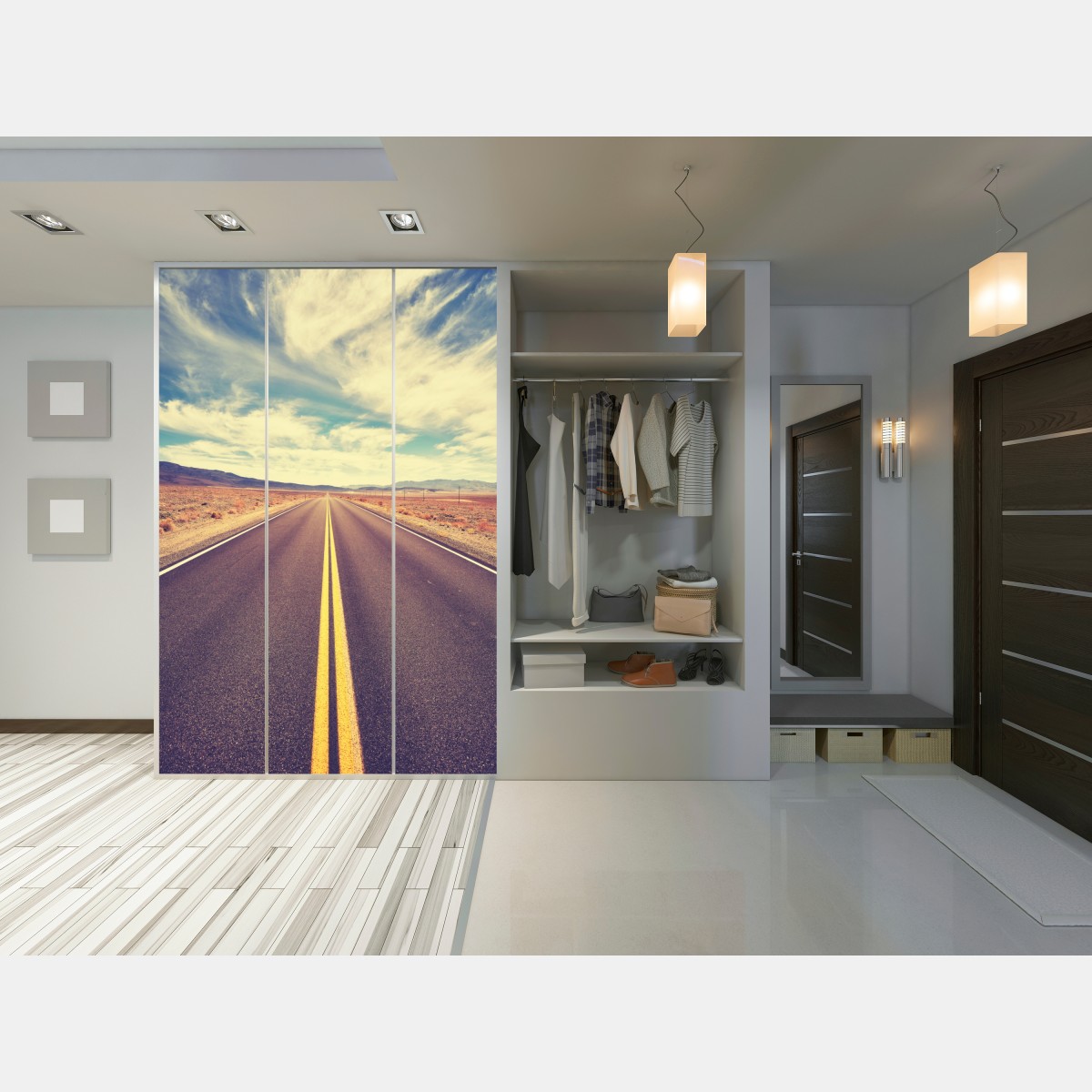 Naklejka na szafę vintageowa droga przez pustynię, Dolina Śmierci – Wallissimo® Naklejka na szafę vintageowa droga przez pustynię, Dolina Śmierci – Wallissimo®