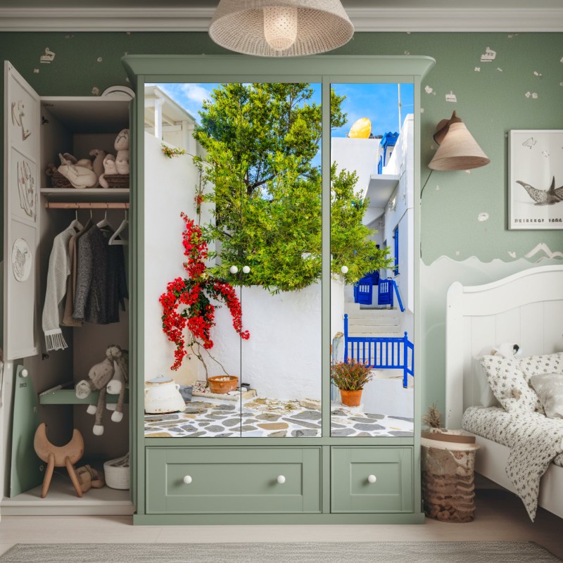 Naklejka na szafę mgła nad alpejskim jeziorem – Wallissimo®