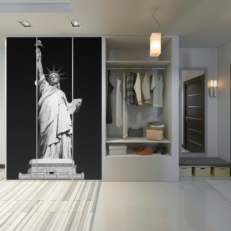 Naklejka na szafę Statua Wolności w monochromie – Wallissimo® Naklejka na szafę Statua Wolności w monochromie – Wallissimo®