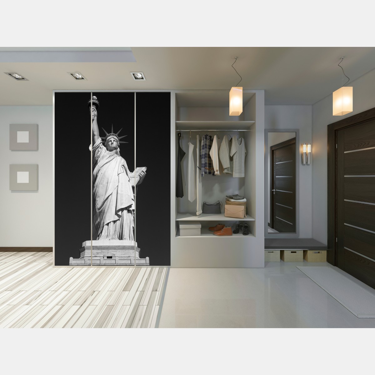 Naklejka na szafę Statua Wolności w monochromie – Wallissimo® Naklejka na szafę Statua Wolności w monochromie – Wallissimo®