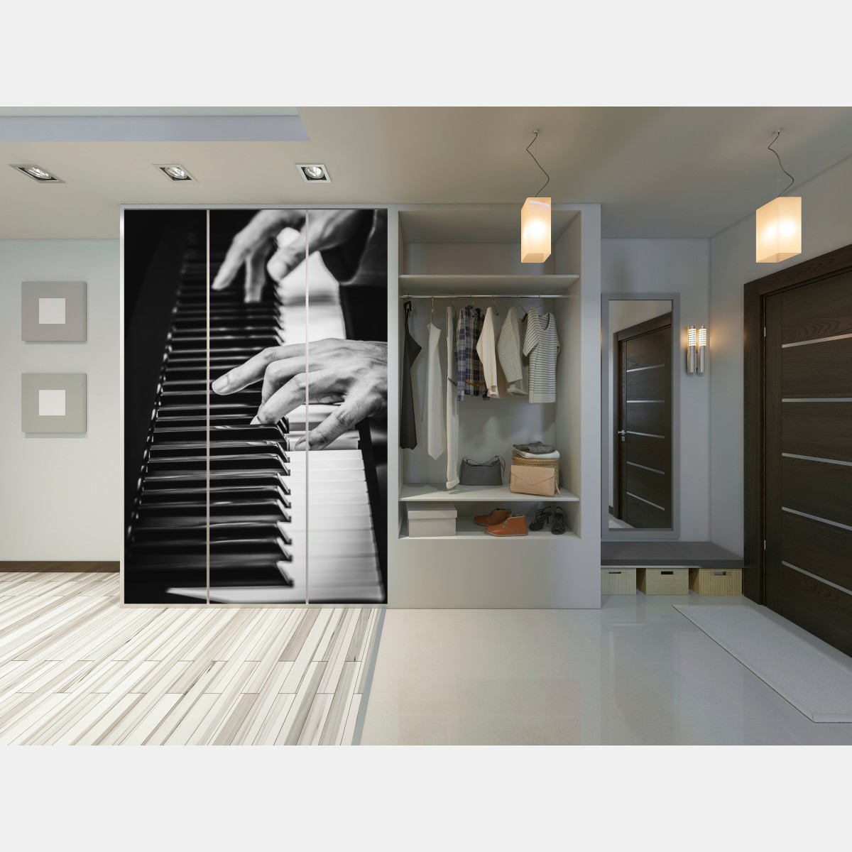 Naklejka na szafę dłonie przy fortepianie w ruchu – Wallissimo® Naklejka na szafę dłonie przy fortepianie w ruchu – Wallissimo®