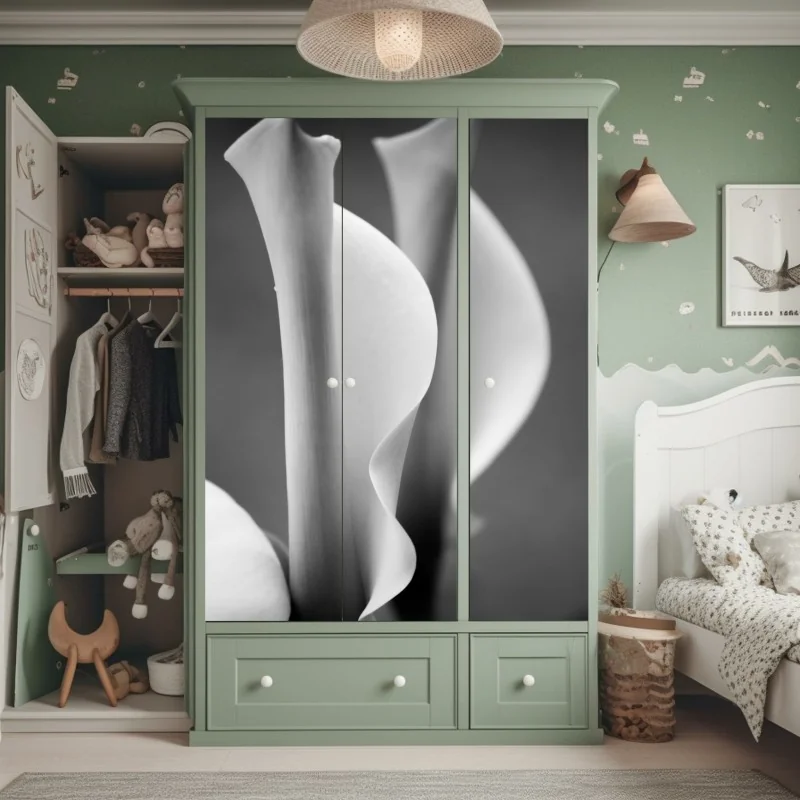 Naklejka na szafę eleganckie kallie w monochromie – Wallissimo® Naklejka na szafę eleganckie kallie w monochromie – Wallissimo®