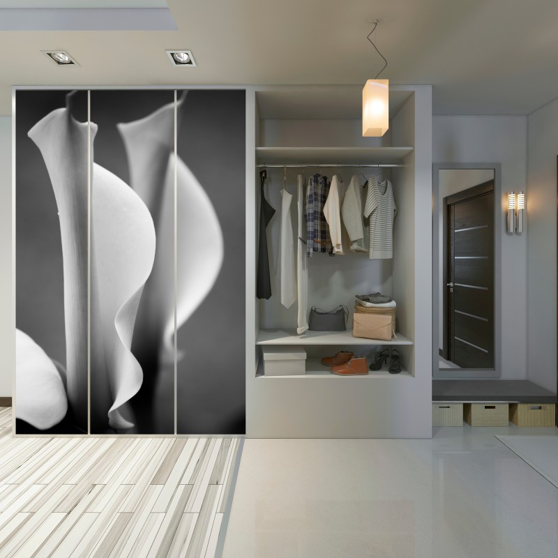 Naklejka na szafę eleganckie kallie w monochromie – Wallissimo® Naklejka na szafę eleganckie kallie w monochromie – Wallissimo®